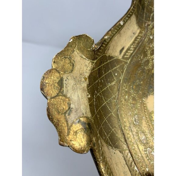 Mid Century Italian Blue GoHollywood Regency Florentine Serving Tray Wood 20x15" - Picture 7 of 16